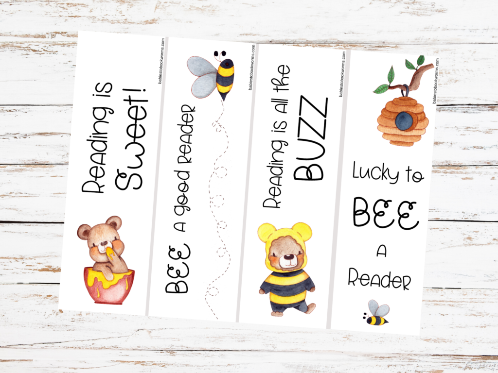 Printable Bee Bookmarks for Kids | Babies to Bookworms